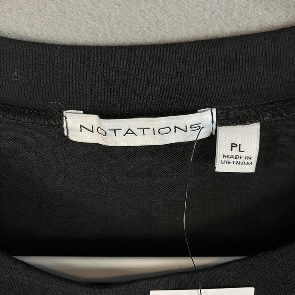 Notations Women's Pullover Long Sleeve Sweatshirt Size PL Black Gold NWT - Picture 6 of 7